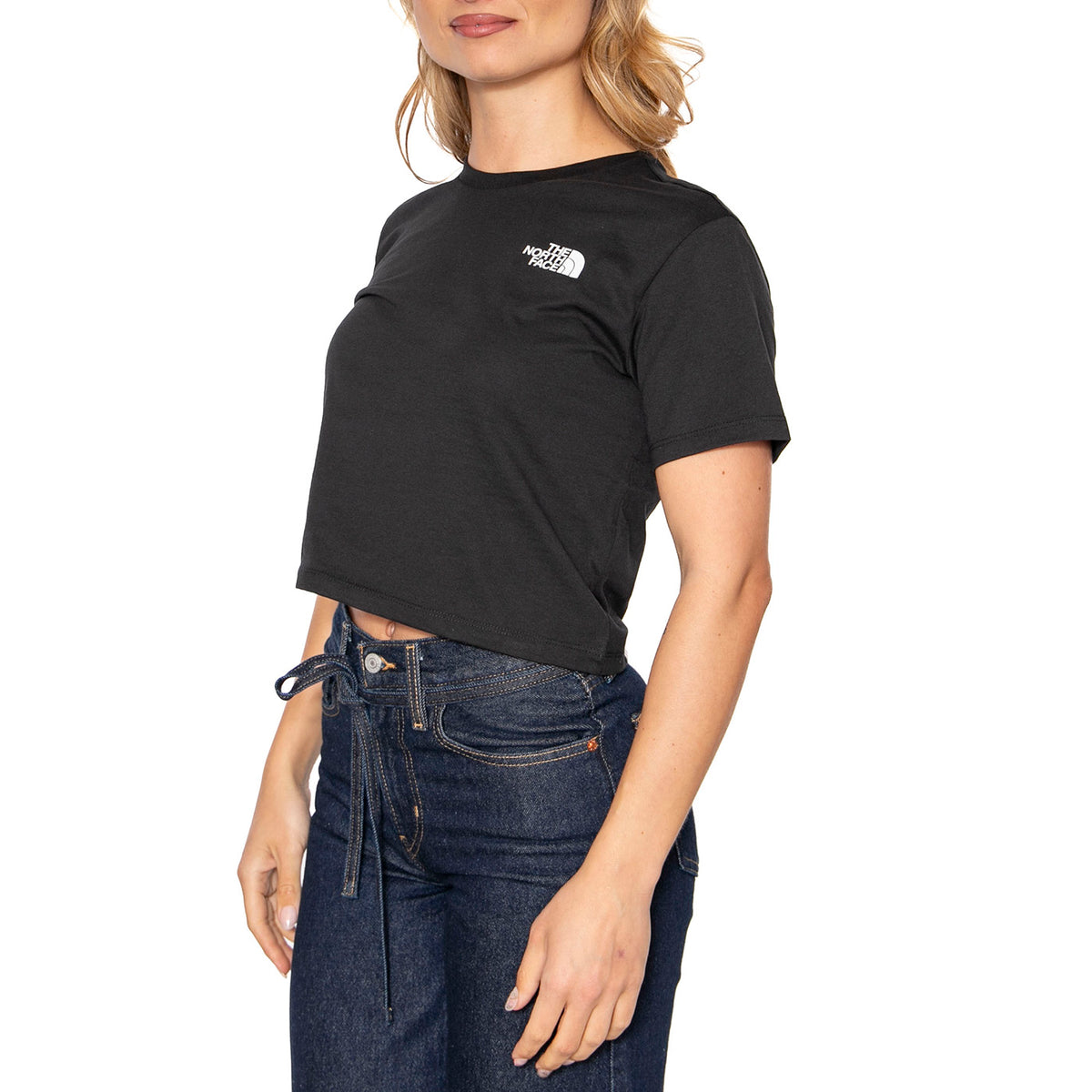 Women's Simple Dome Cropped Slim Tee - Maglietta Girocollo Donna Nera NF0A87U4JK31 . THE NORTH FACE 