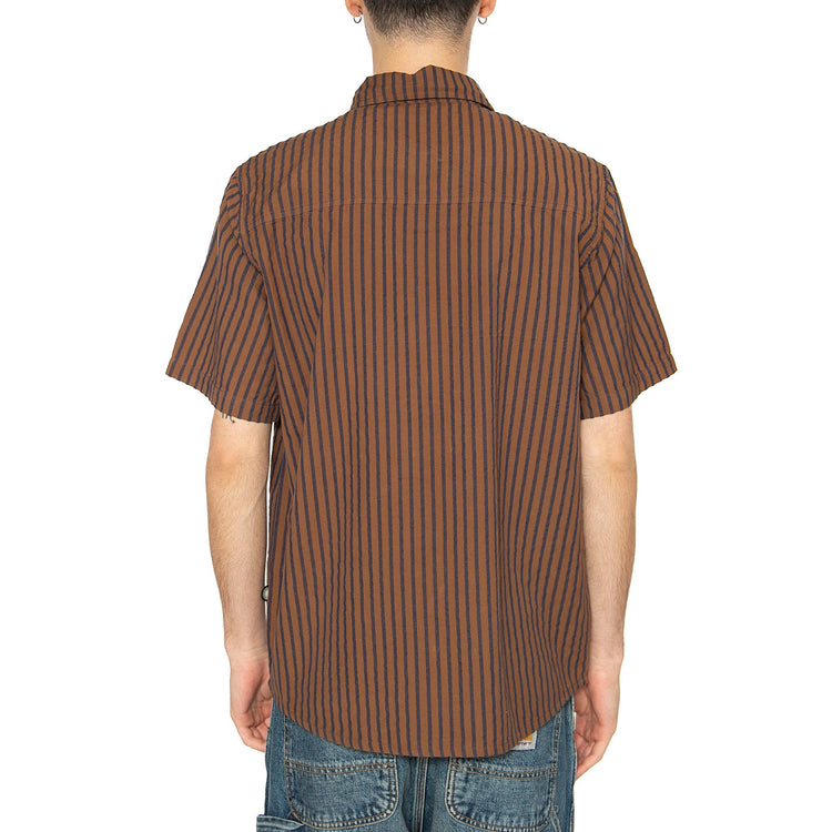 Brown Stripes Tom Shirt Brown - Camicia Maniche Corte Uomo Multicolore MSH00198-BROWN . THINKING MU 