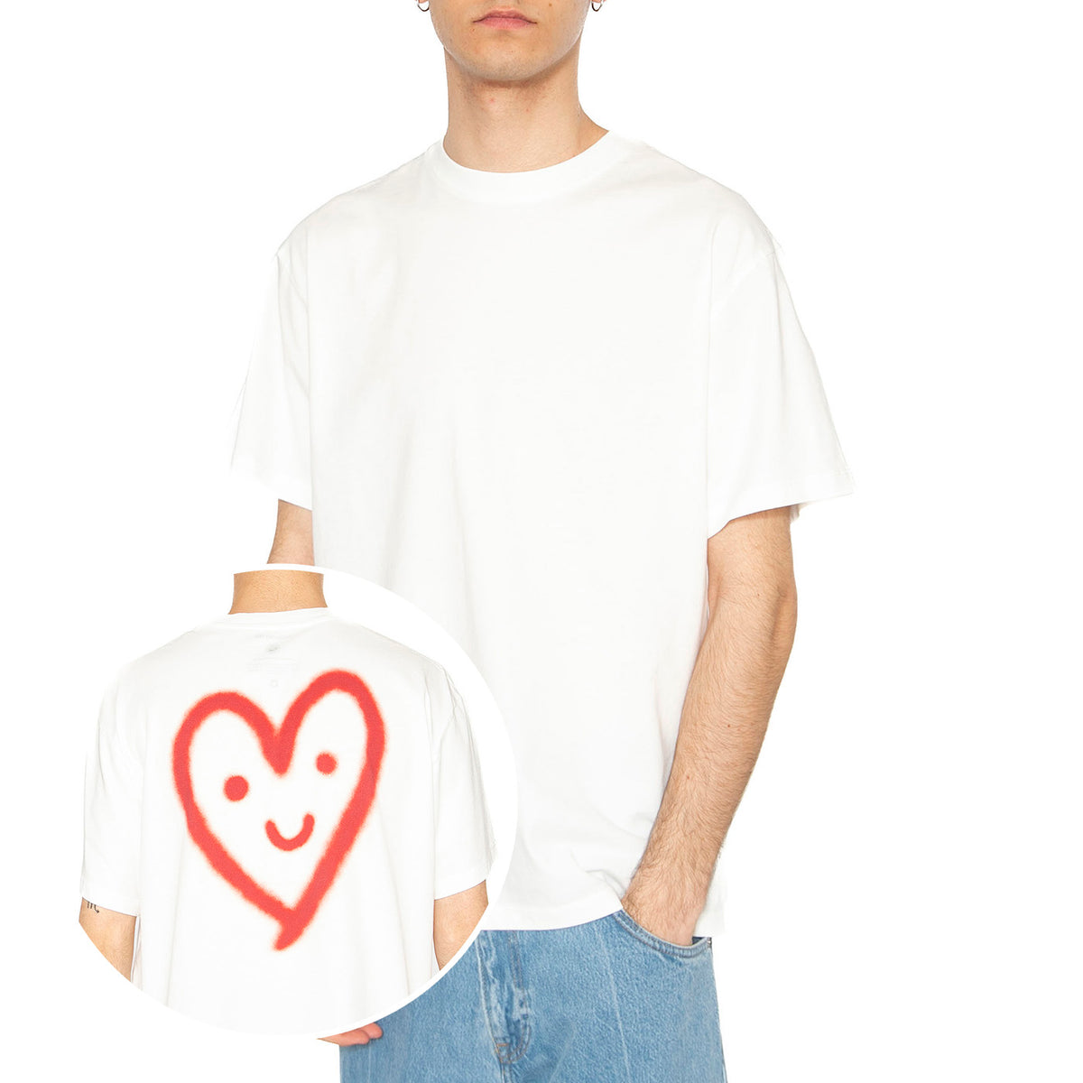 Cutre Heart Aaron Tee White - Maglietta Girocollo Uomo Bianca MTS00443-WHITE . THINKING MU 