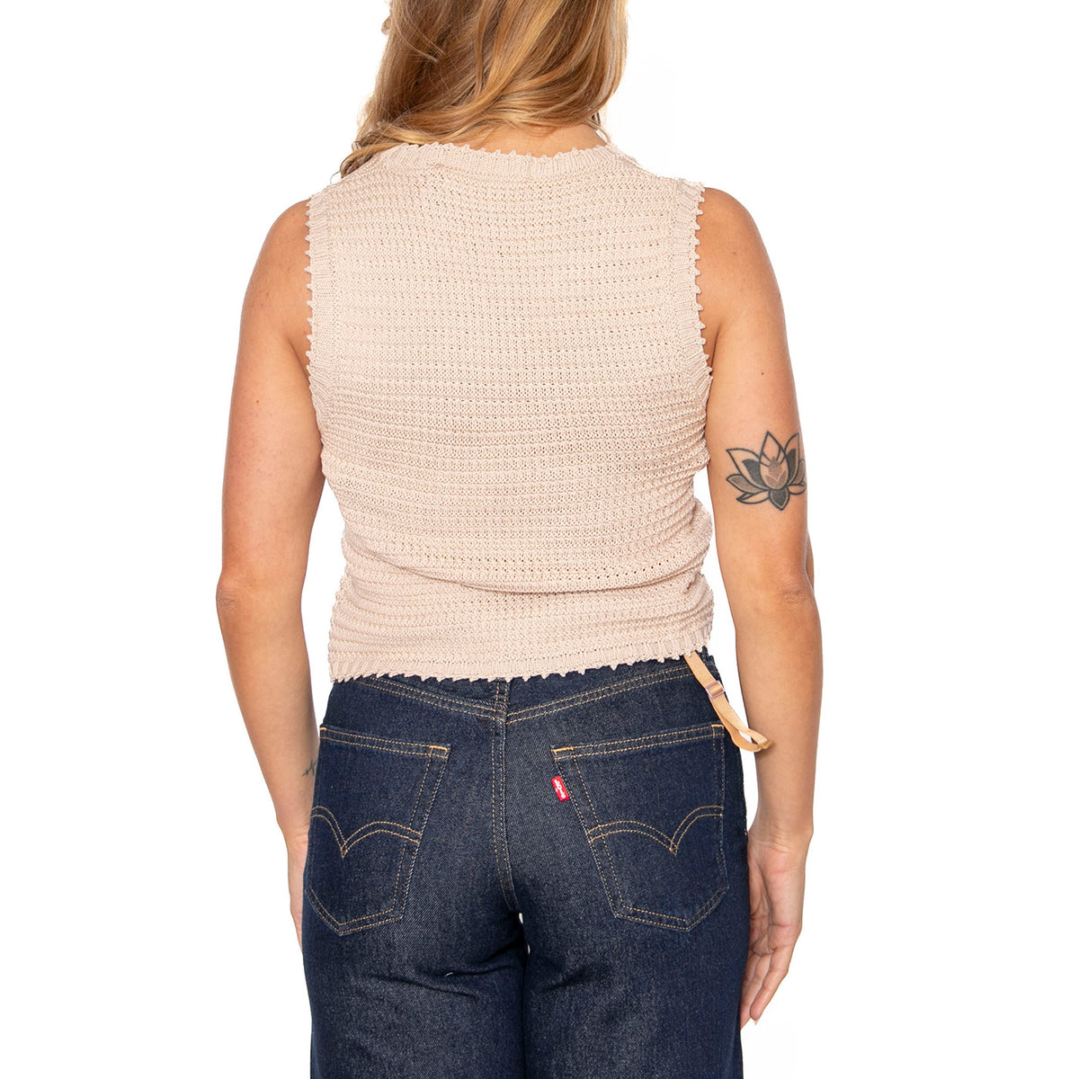Top de Punto Textura Waffle Blanco Beige Top - Top Donna Beige 51W/10602 . WILD PONY 