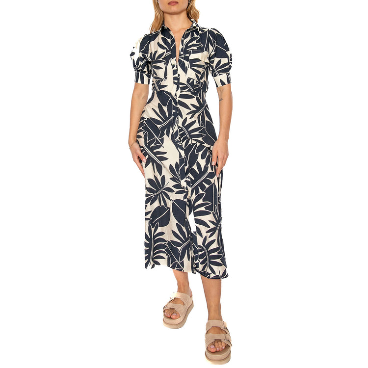 Vestido midi camisero floral Filodendro - Abito Donna Multicolore 51W/11203 . WILD PONY 