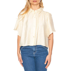 Camisa fluida manga corta blanca - Camicia Maniche Corte Donna Beige 51W/11206 . WILD PONY 