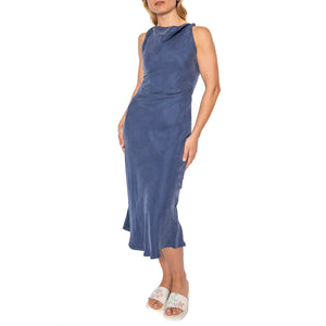 Vestido midi cuello barco azul marino - Abito Donna Blu 51W/11261 . WILD PONY 