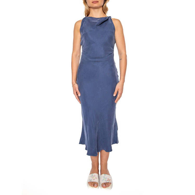 Vestido midi cuello barco azul marino - Abito Donna Blu 51W/11261 . WILD PONY 