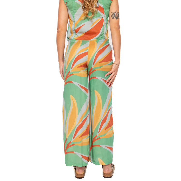 Pantalón largo amplio estampado floral Bromelia - Pantaloni Donna Multicolore 51W/41213 . WILD PONY 