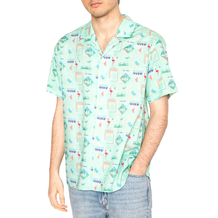 Miami Vice For Life Aloha Shirt - Camicia Maniche Corte Uomo Multicolore 1882-ALOHA . BRAVA FABRICS 