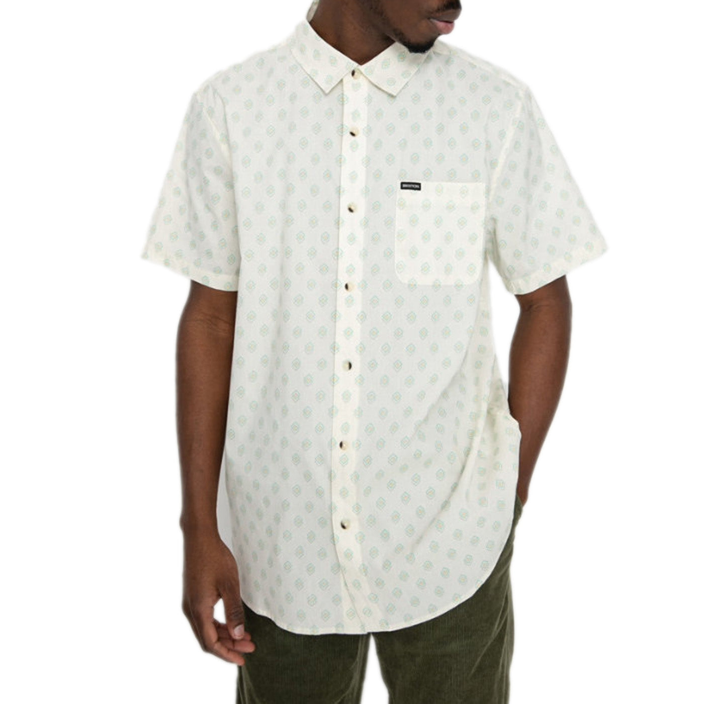 CHARTER PRINT S/S WVN OFF WHITE / JADE GEO - Camicia Maniche Corte Uomo Multicolore 01218-OFWJG . BRIXTON 