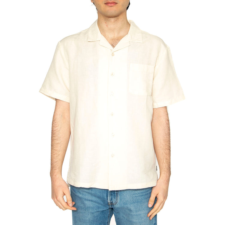 Bunker Linen Blend S/S - Camicia Maniche Corte Uomo Bianca 01410-WHTCP . BRIXTON 