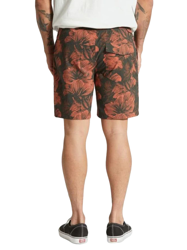 VOYAGE SHORT 16 WASHED BLACK / TERRACOTTA FLORAL - Bermuda Uomo Neri 04930-WHBTF . BRIXTON 