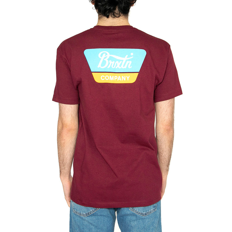 Linwood S/S STT - Maglietta Girocollo Uomo Bordeaux 16172-BRGTL . BRIXTON 