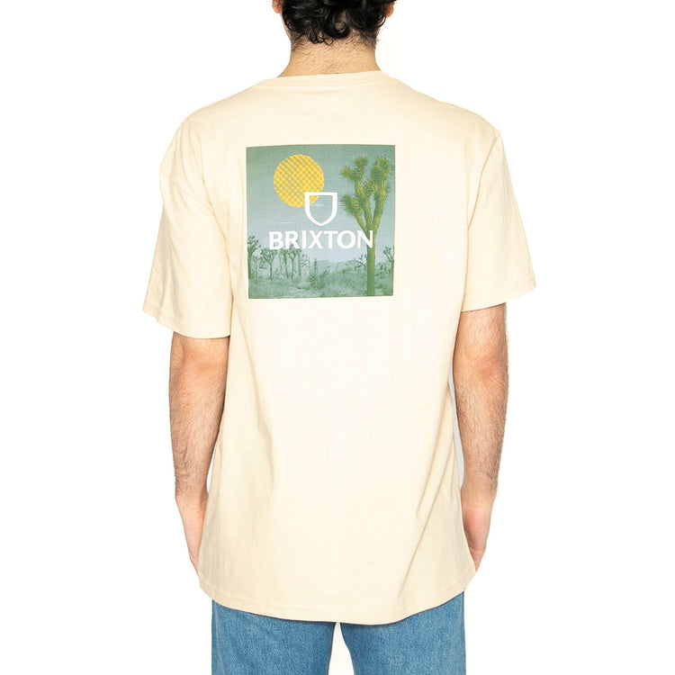Alpha Square S/S STT - Maglietta Girocollo Uomo Beige 16428-CROWG . BRIXTON 
