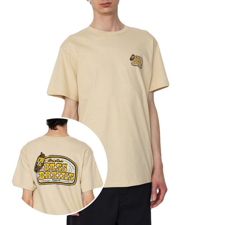 BASS BRAINS BOAT S/S TEE CREAM - Maglietta Girocollo Uomo Beige 17137-CREAM . BRIXTON 