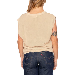 Aruba Boxy V-Neck - Canotta in Maglia Donna Beige 22619-OATMK . BRIXTON 