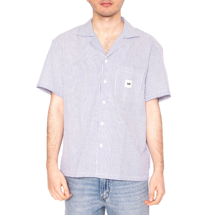 Short Sleeve Striped Shirt - Camicia Maniche Corte Uomo Blu 6020016-12924 . CAT 