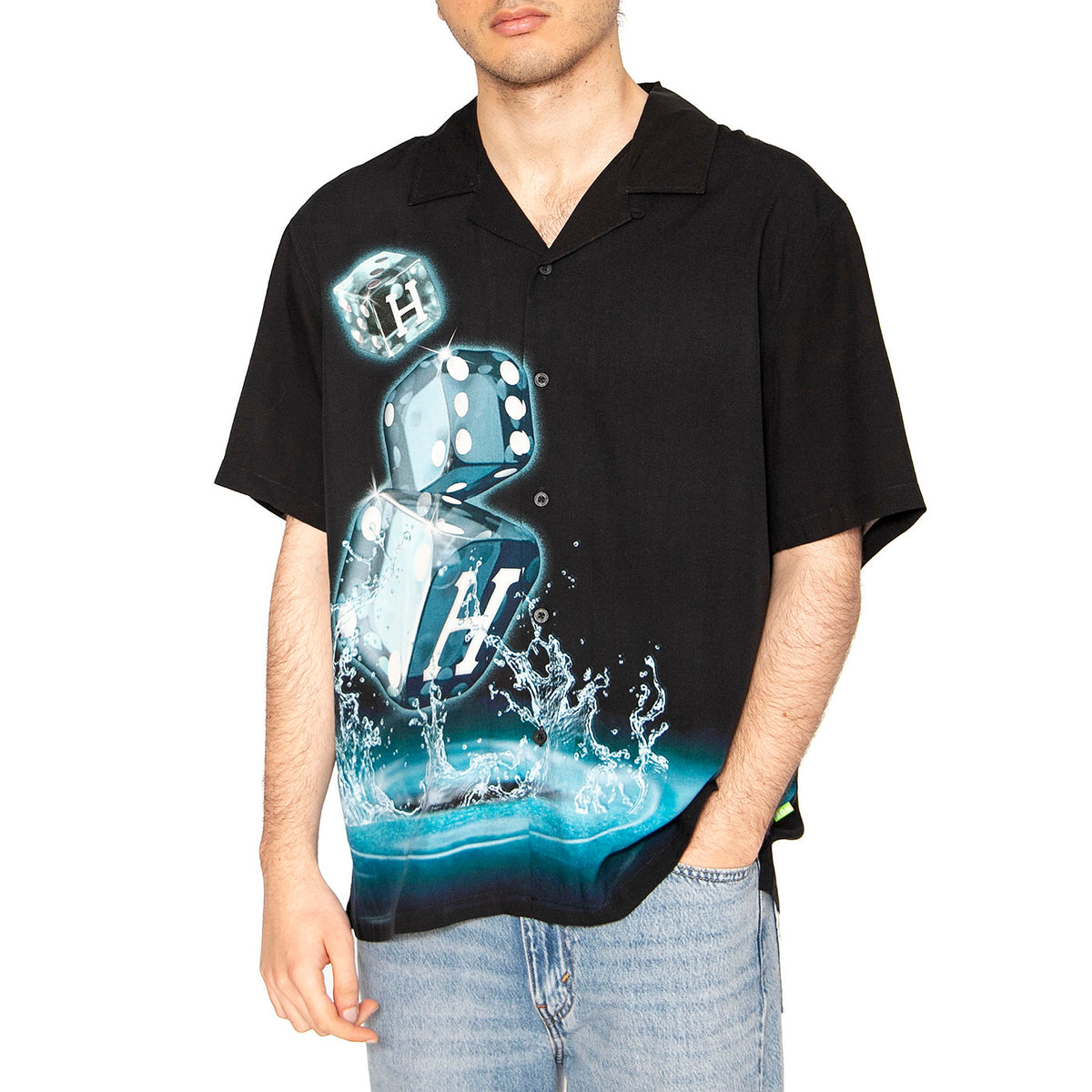 Dice S/S Woven Top - Camicia Maniche Corte Uomo Multicolore BU00155-BLACK . HUF 