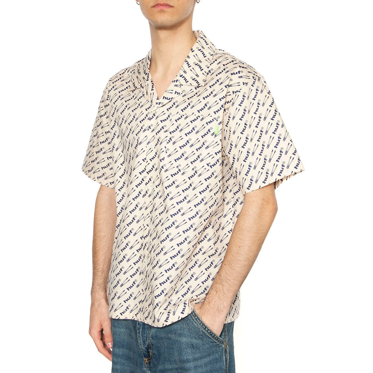 Breaker S/S Woven Top - Camicia Maniche Corte Uomo Multicolore BU00158-NATUR . HUF 