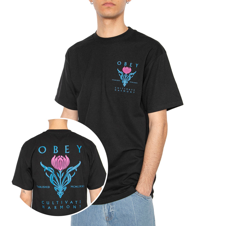 Obey Cultivate Harmony Classic Tee Black - Maglietta Girocollo Uomo Nera 165263796-BLK . OBEY 