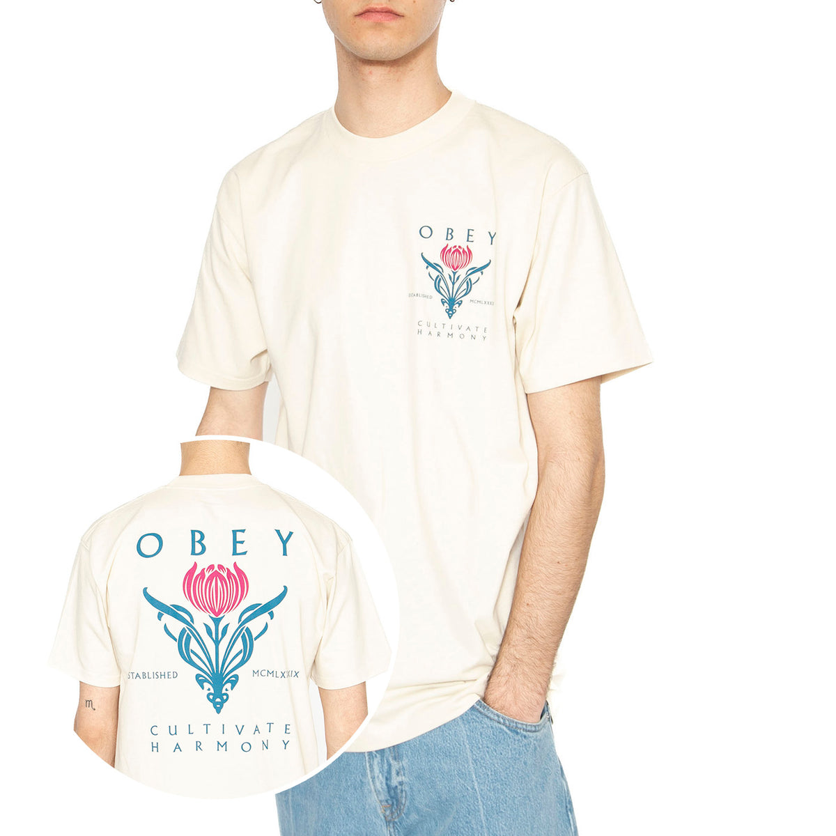 Obey Cultivate Harmony Classic Tee Beige - Maglietta Girocollo Uomo Beige 165263796-CRM . OBEY 