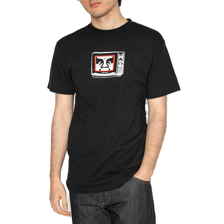 Obey TV Tee - Maglietta Girocollo Uomo Nera 165263940-BLK . OBEY 