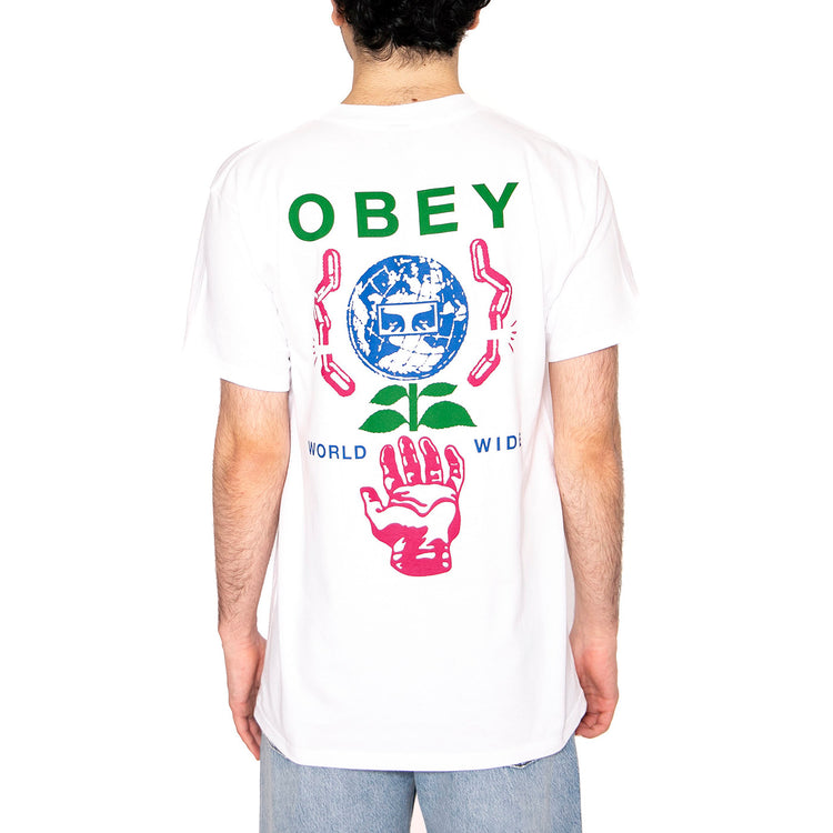 Obey Helping Hand Tee White - Maglietta Girocollo Uomo Bianca 165263942-WHT . OBEY 