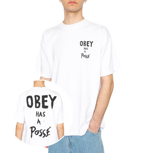 Obey Has  A Posse Tee White - Maglietta Girocollo Uomo Bianca 166913915-WHT . OBEY 