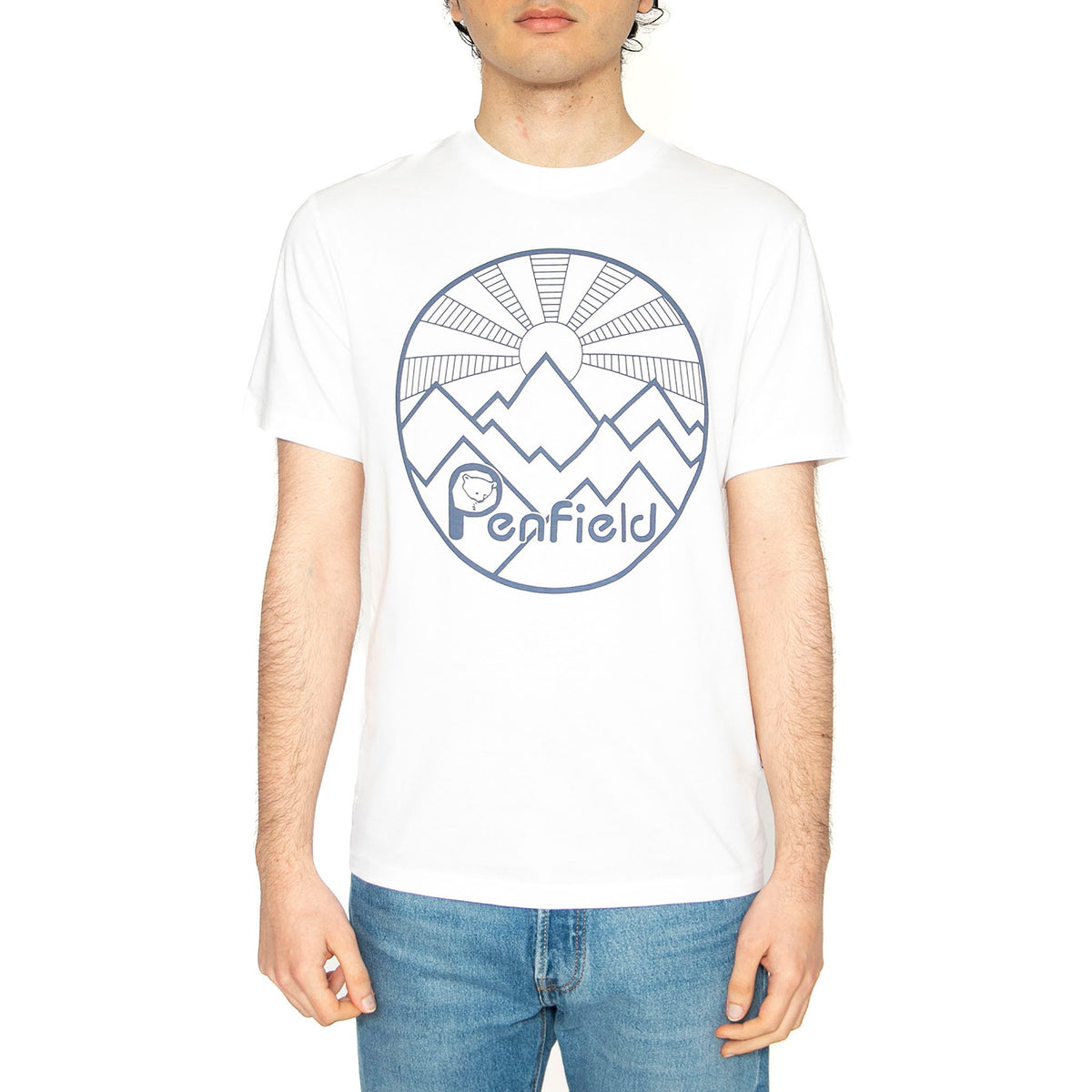 Penfild Circular Sun Mountain Bright White - Maglietta Girocollo Uomo Bianca PFD0164-002 . PENFIELD 