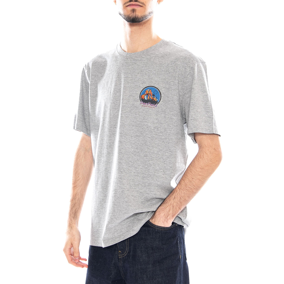 Penfield Yosemite Circle Back Vintage Grey Heather - Maglietta Girocollo Uomo Grigia PFD0165-G59 . PENFIELD 