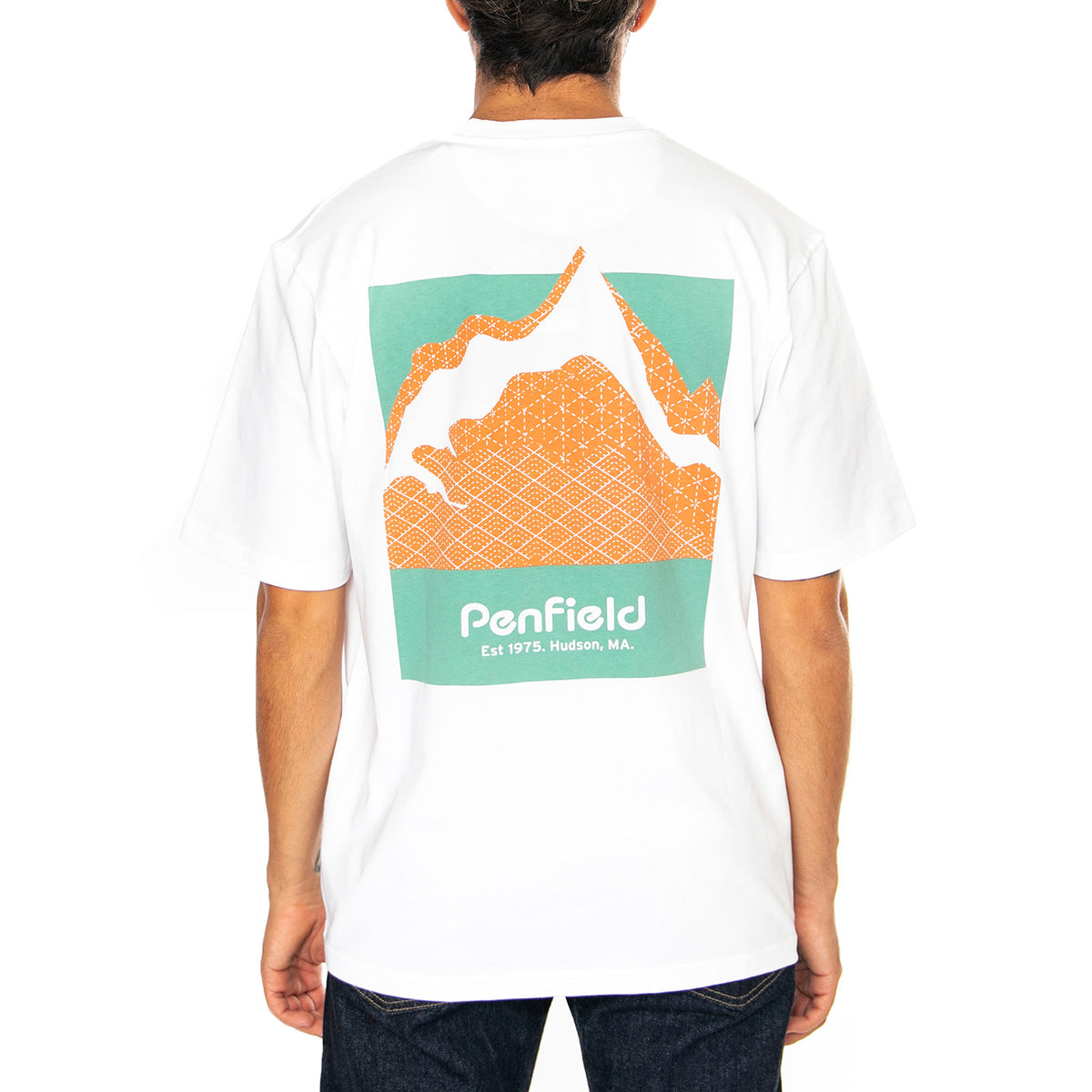 Mountain Back Print T-Shirt Bright White - Maglietta Girocollo Uomo Bianca PFD0494-002 . PENFIELD 