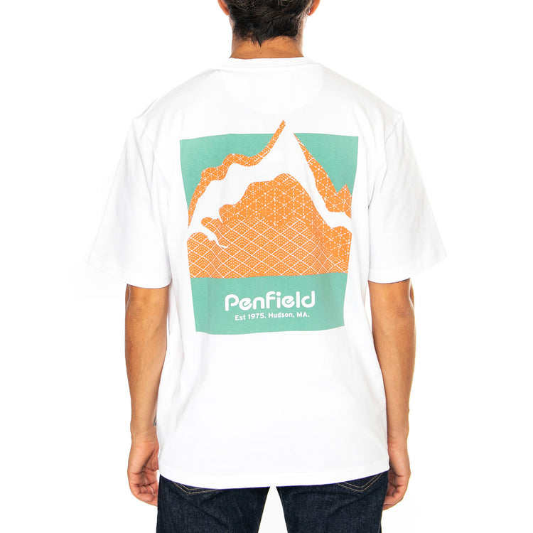 Mountain Back Print T-Shirt Bright White - Maglietta Girocollo Uomo Bianca PFD0494-002 . PENFIELD 