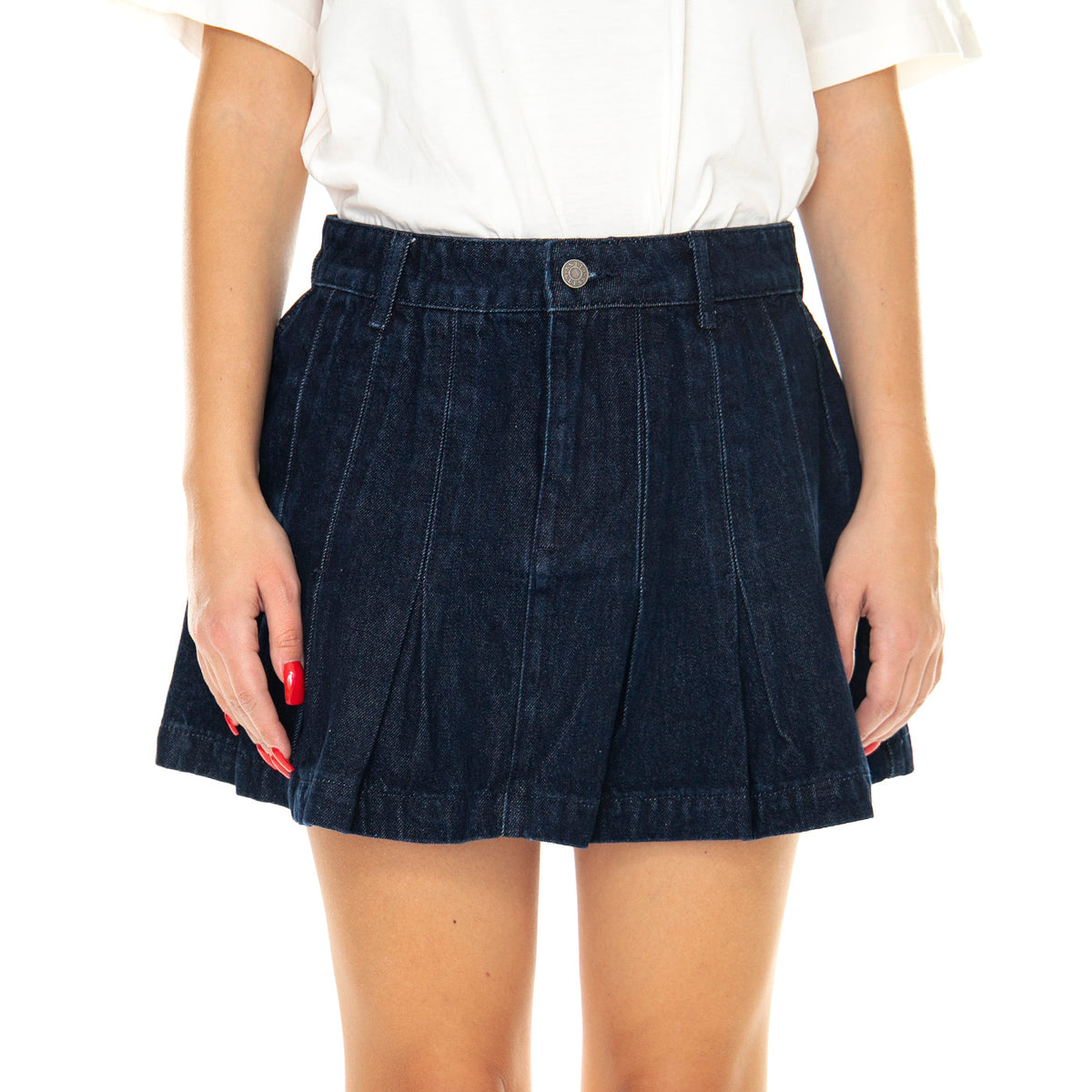 Go Pleated Denim Tennis Skirt Dark Wash - Gonna Corta Blu W3YG15D4XY0-FB08  GUESS ORIGINALS 