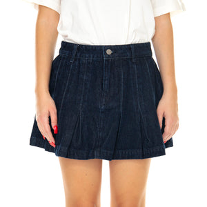 Go Pleated Denim Tennis Skirt Dark Wash - Gonna Corta Blu W3YG15D4XY0-FB08  GUESS ORIGINALS 