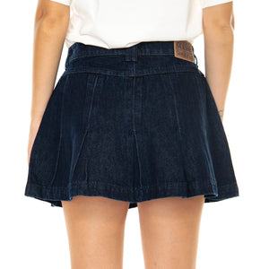 Go Pleated Denim Tennis Skirt Dark Wash - Gonna Corta Blu W3YG15D4XY0-FB08  GUESS ORIGINALS 
