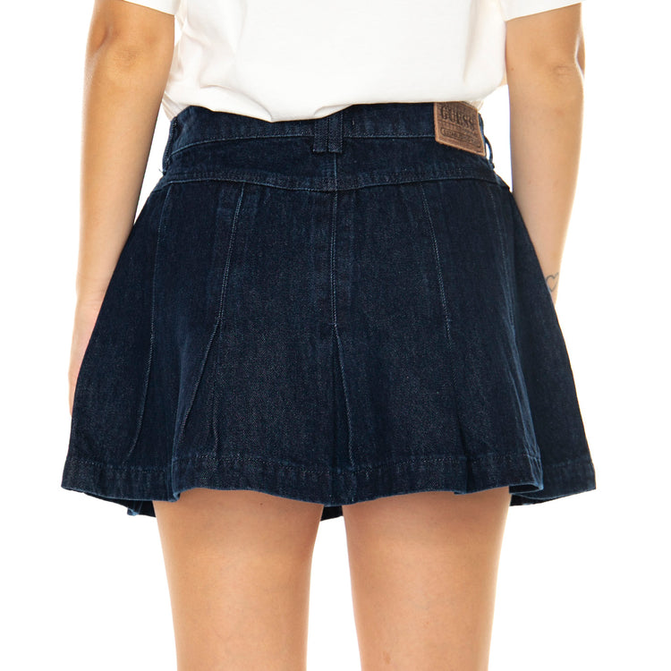 Go Pleated Denim Tennis Skirt Dark Wash - Gonna Corta Blu W3YG15D4XY0-FB08  GUESS ORIGINALS 