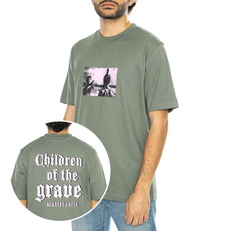 T-Shirt Grave Lichen Green - Maglietta Girocollo Uomo Verde T-SHIRT GRAVE - LICHEN GREEN  WASTED PARIS 