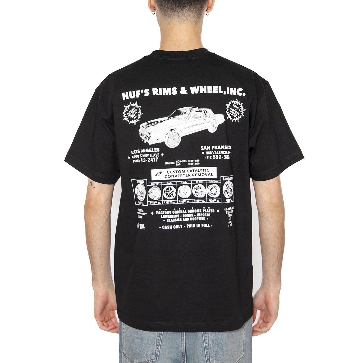 Rim & Wheel Inc S/S Tee - Maglietta Girocollo Uomo Nera TS02304-BLACK  HUF 