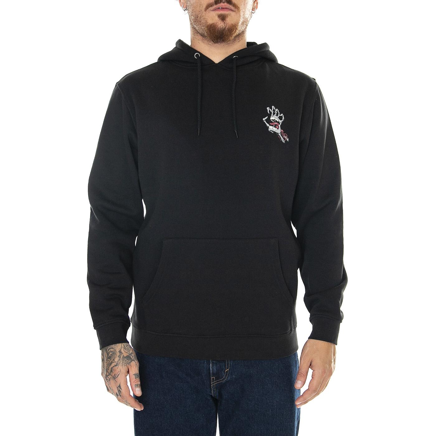 Bone Hand Cruz Hood Black - Felpa con Cappuccio Uomo Nera Bone Hand Cruz Hood Black  SANTA CRUZ 