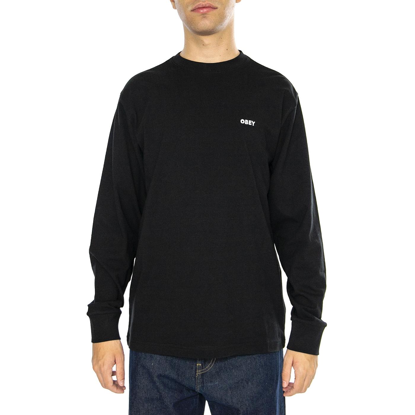 Established Works Bold Tee LS Black - Maglietta Girocollo Maniche Lunghe Uomo Nera 131030117-BLK  OBEY 