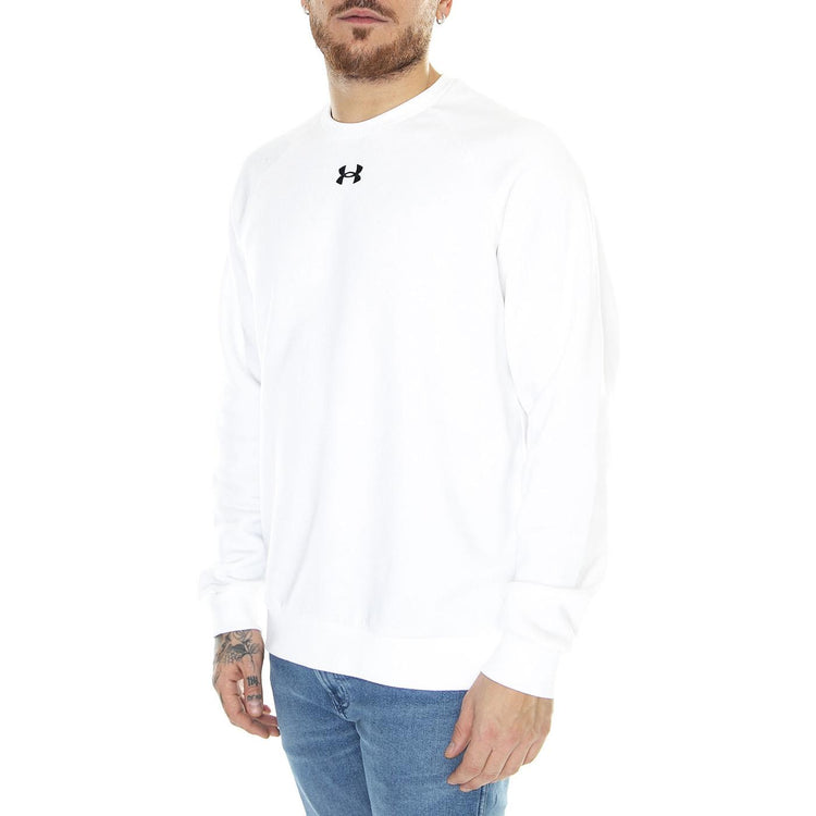UA Rival Fleece Printed Crew Grey Sweat - Felpa Girocollo Uomo Bianca 77-1379755-100  UNDER ARMOUR 