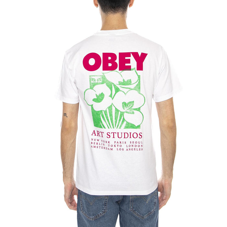 OBEY Art Studio Flowers Tee -- Maglietta Girocollo Uomo Bianca 165264234 WHT OBEY 