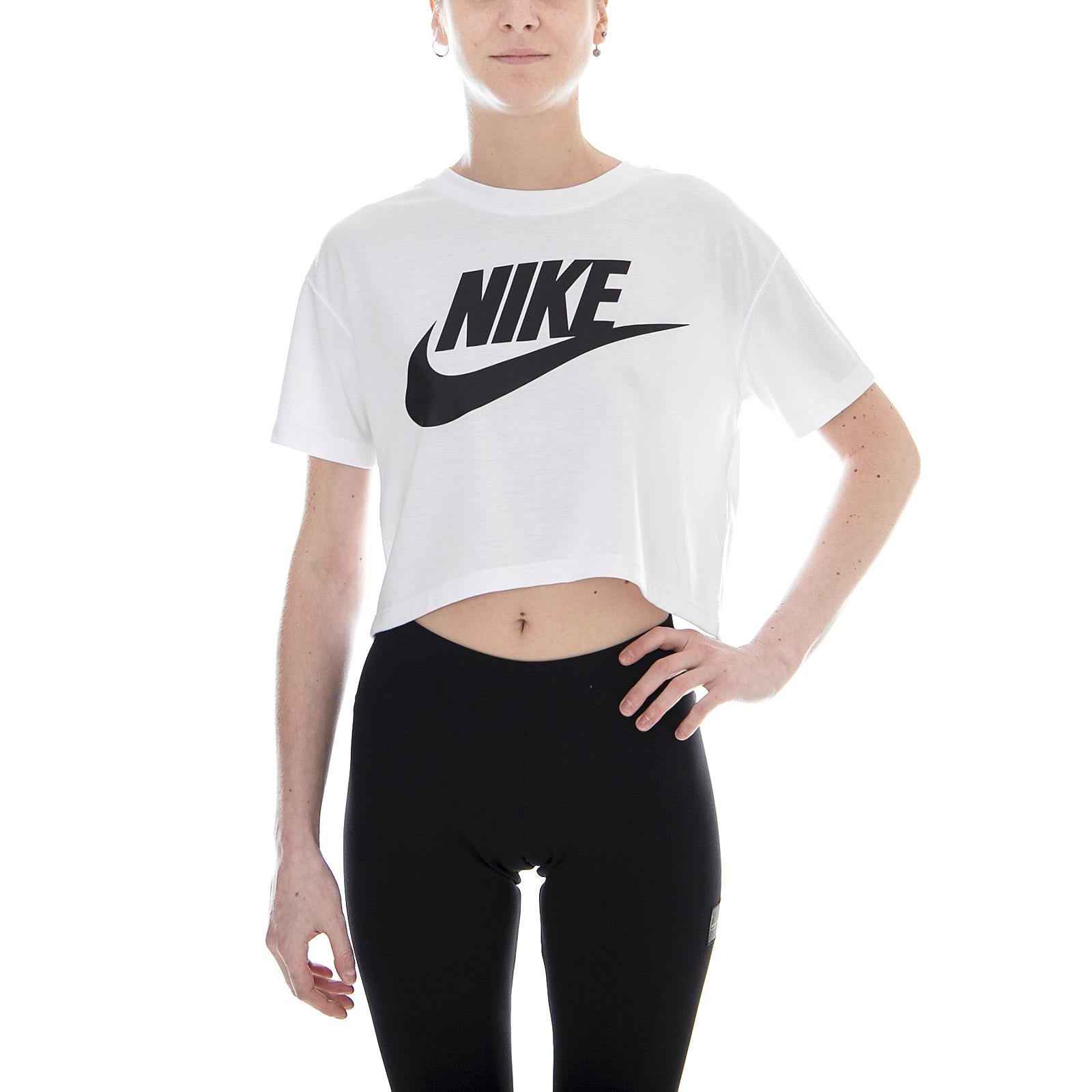 Women s Nike Sportswear Essential Top WHITE/BLACK 105271_4  NIKE 
