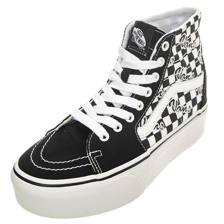 UA SK8-Hi Tapered Stackfo Black / White - Scarpe Stringate Profilo Alto Donna Nere / Checkerboard / Multicolore VN0A5JMK6BT1  VANS 