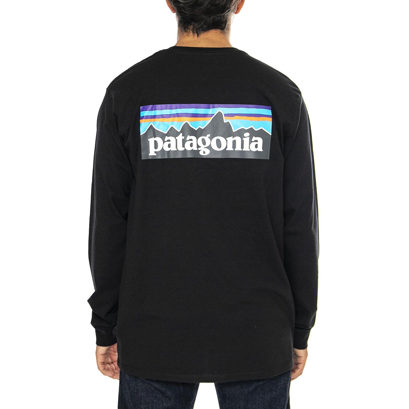 M's L/S P-6 Logo Responsibili-Tee-BLK - Maglietta Girocollo Maniche Lunghe Uomo Nera 38518-BLK  PATAGONIA 