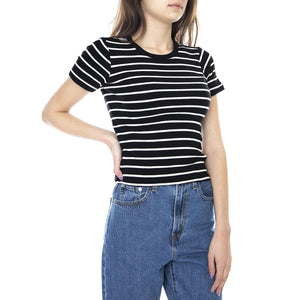 Samantha Baby T-Shirt - White / Black - Maglietta Girocollo Donna Bianca / Nera 02991-BKWHT . BRIXTON 