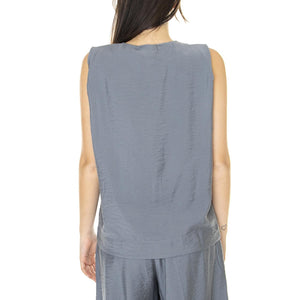 W' Stine English Blue - Top Smanicato Donna Blu 330551-743  ELVINE 