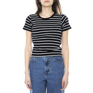 Samantha Baby T-Shirt - White / Black - Maglietta Girocollo Donna Bianca / Nera 02991-BKWHT . BRIXTON 