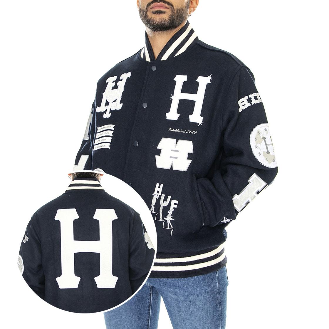 20 Year Classic H Varsity Jacket Navy - Giacca Invernale Uomo Blu JK00368-NAVY  HUF 