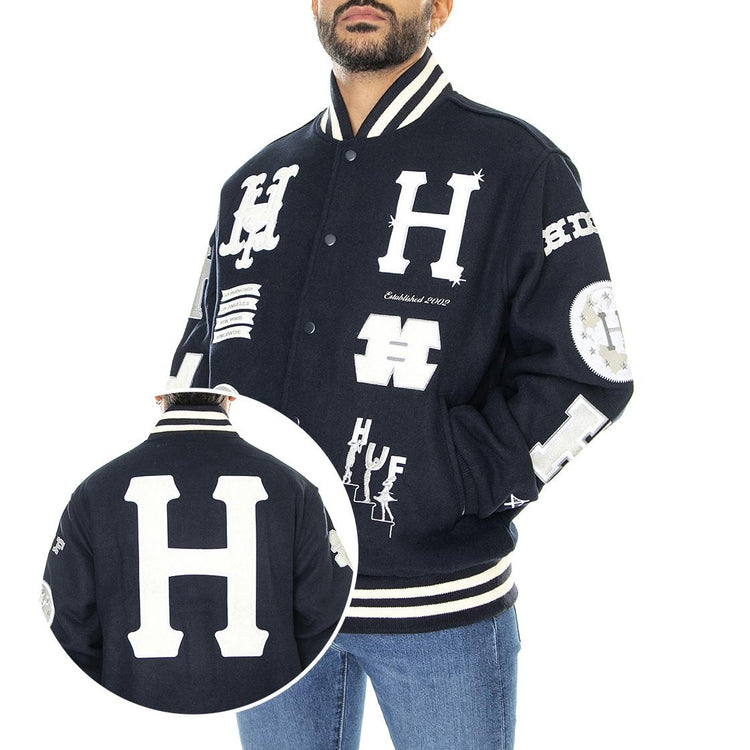 20 Year Classic H Varsity Jacket Navy - Giacca Invernale Uomo Blu JK00368-NAVY  HUF 