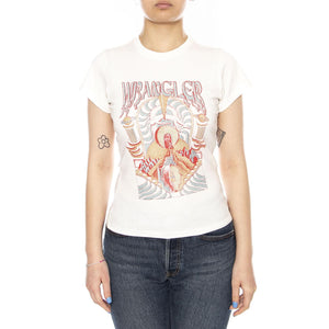 SHRUNKEN BAND TEE WORN WHITE - Maglietta Girocollo Donna Bianca 112378024 WHT WRANGLER 