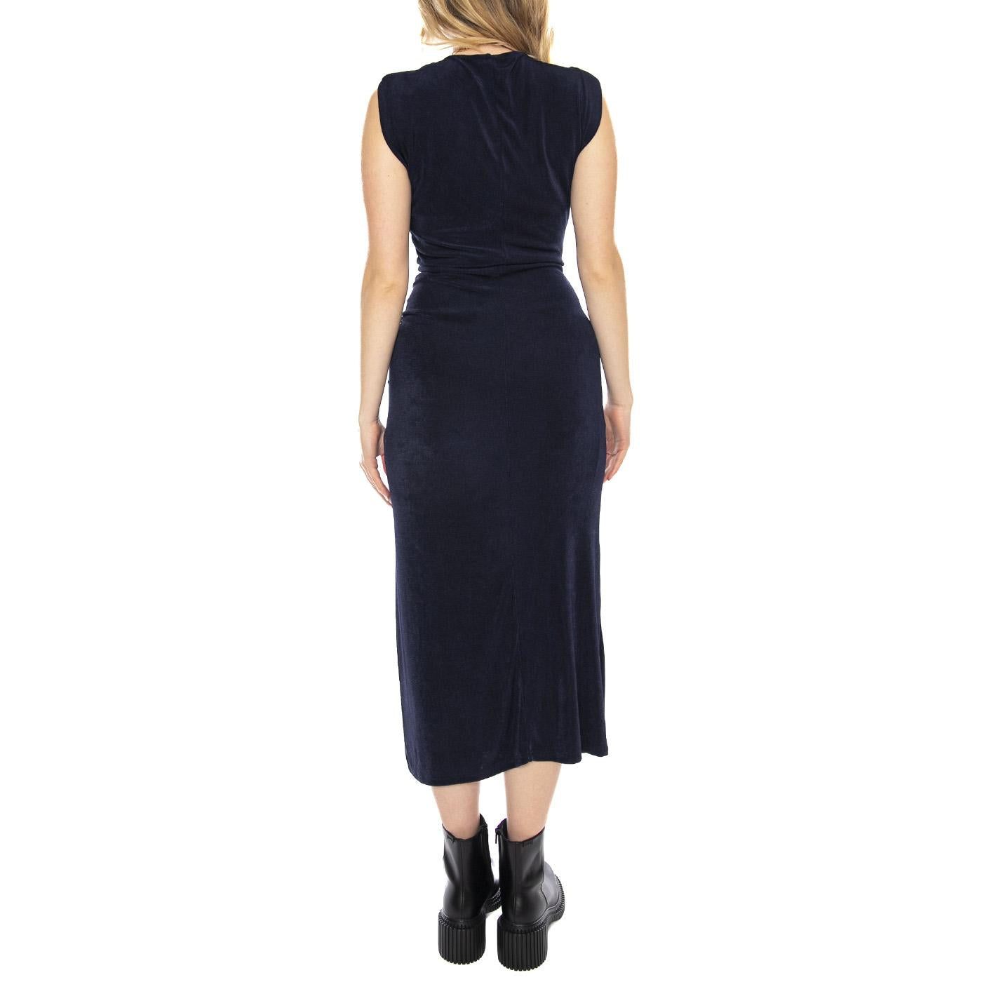 Vestido Midi Fruncido -- Abito Donna Navy Blue Lungo 53W/11236 Navy Blue WILD PONY 