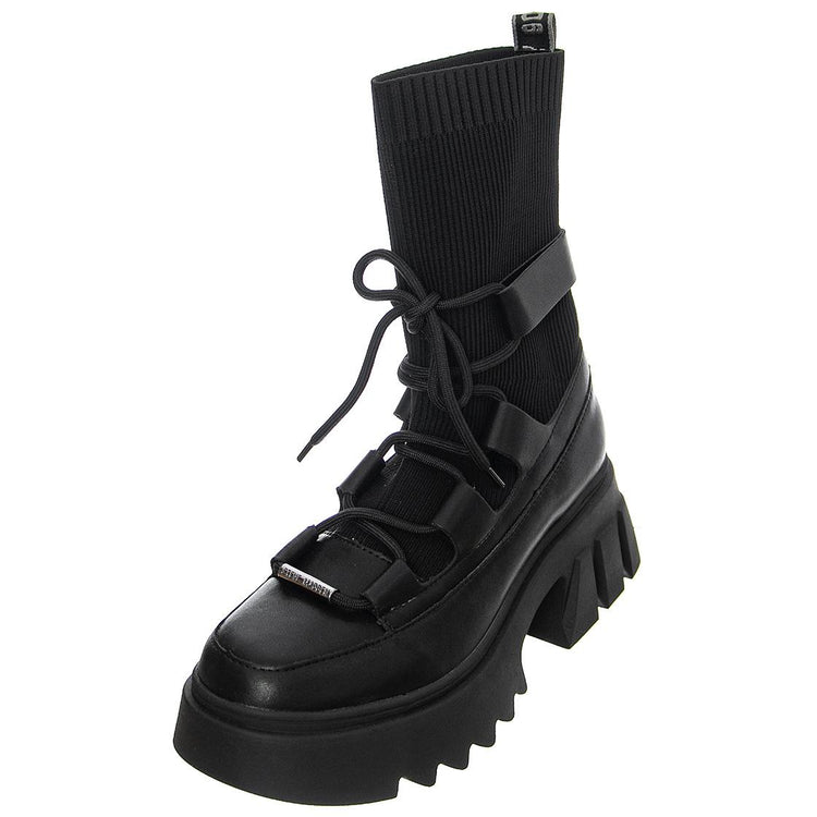 Womens Hierarchy Black Lace-Up Boots SMSHIERARCHY-BLK  STEVE MADDEN 